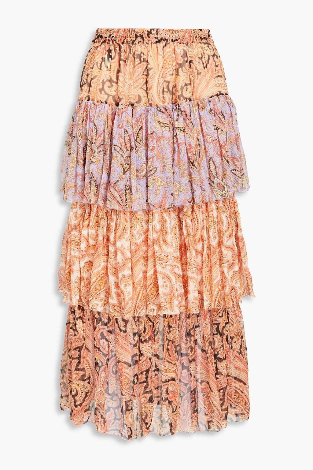 Orange Botanica tiered printed silk 