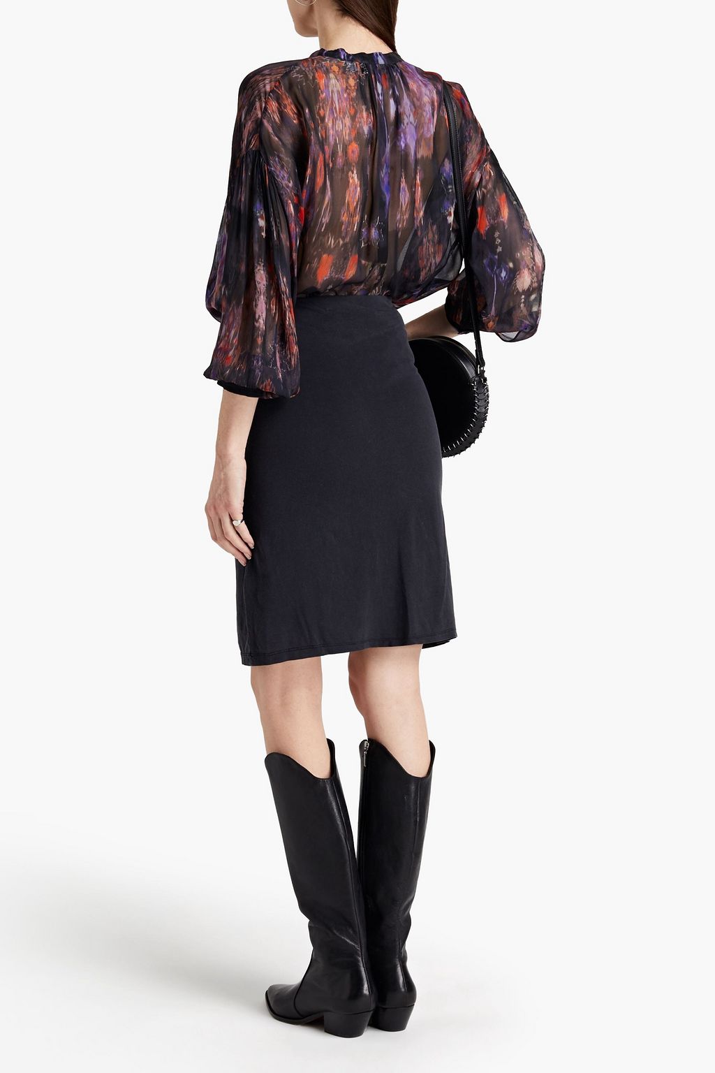 IRO Delna wrap-effect Lyocell and cotton-blend jersey skirt