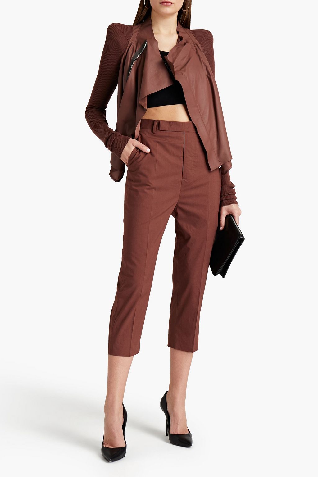 RICK OWENS Cropped wool-blend crepe slim-leg pants