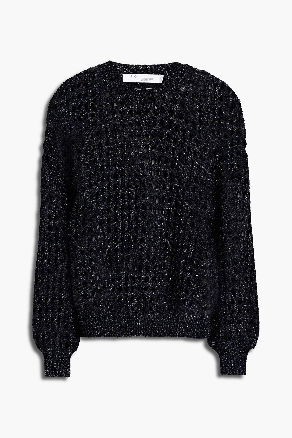 Iro Woman Alyne Metallic Open-knit Cotton-blend Sweater Black Size M