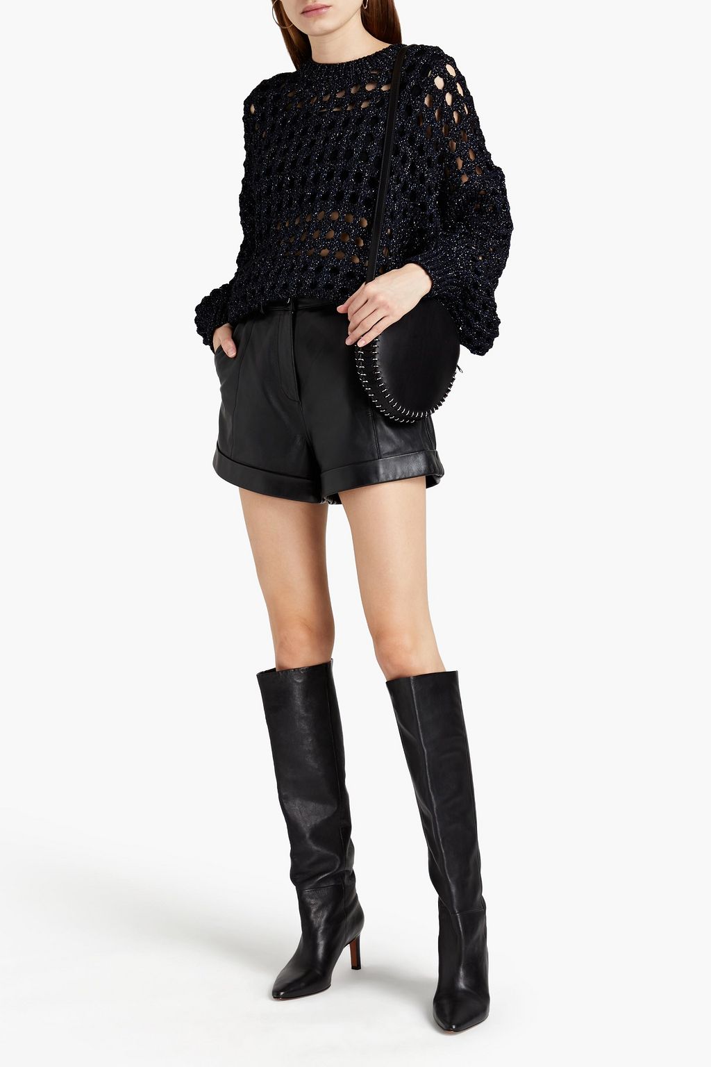 IRO Alyne metallic open-knit cotton-blend sweater