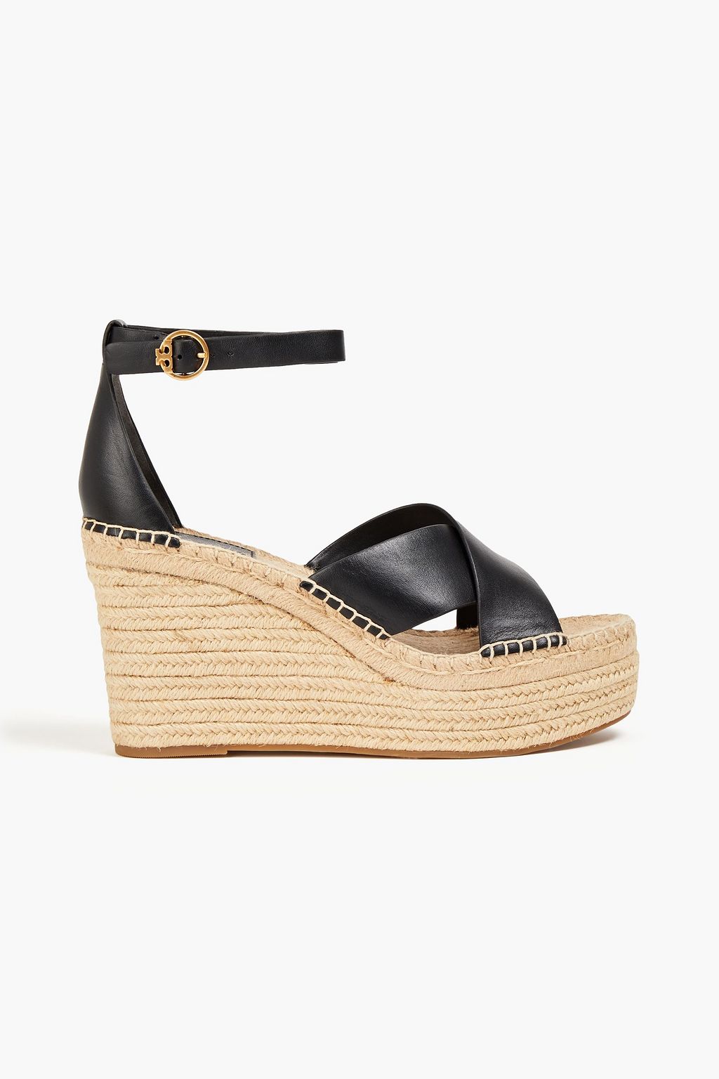 Black Leather platform espadrilles | TORY BURCH | THE OUTNET