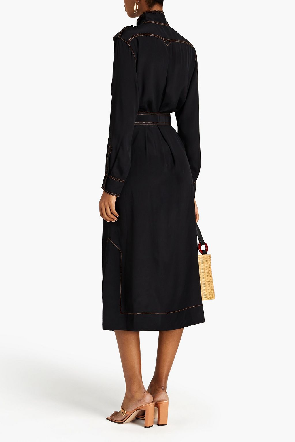 ZIMMERMANN Belted satin-crepe midi dress