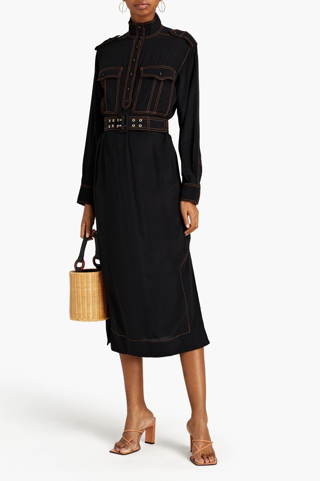 ZIMMERMANN Belted satin-crepe midi dress