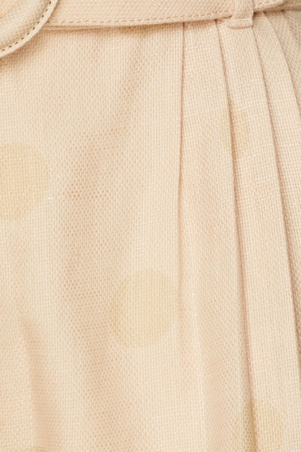 ZIMMERMANN Pleated polka-dot linen and cotton-blend wide-leg pants