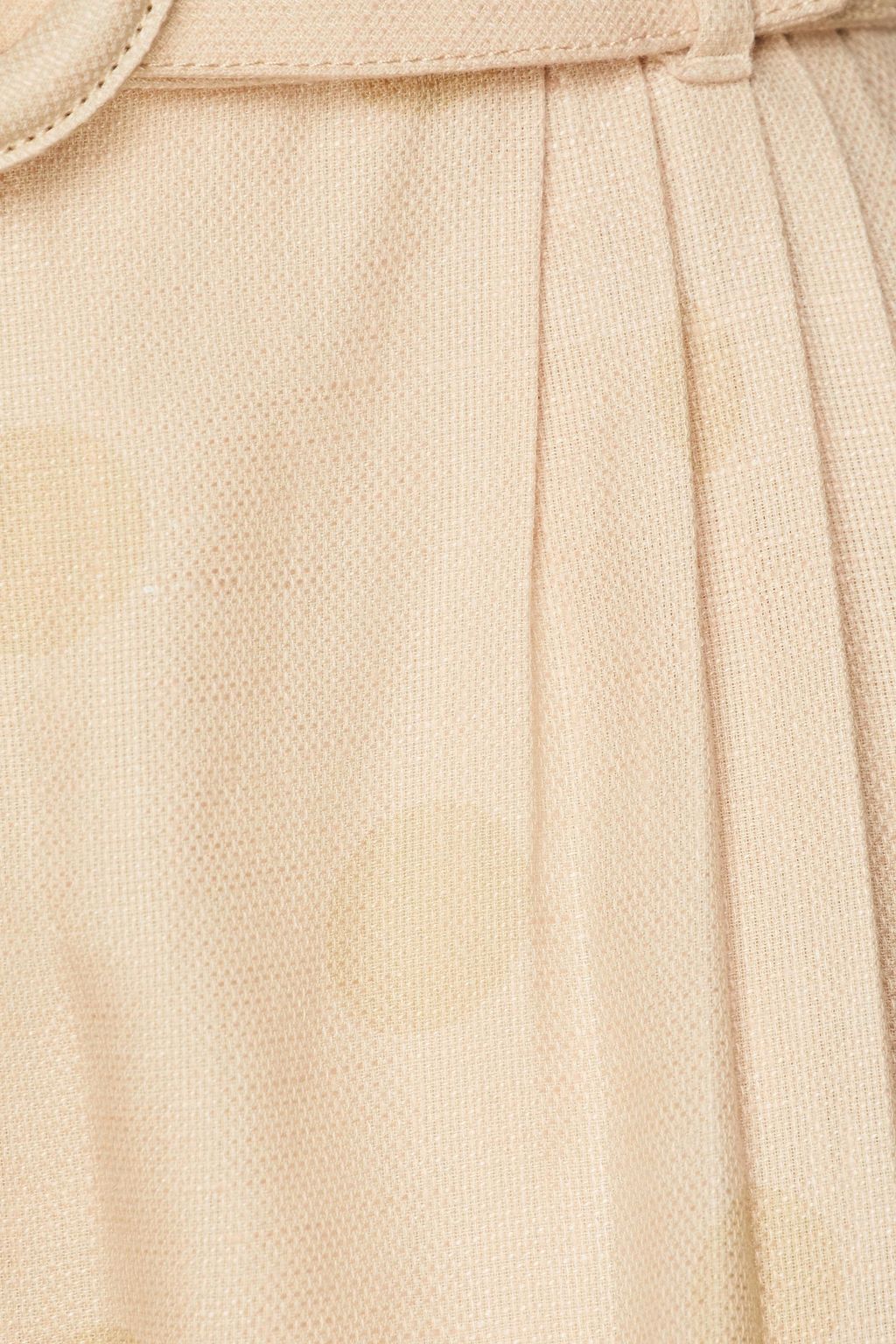 Sand The Lovestruck pleated polka-dot linen and cotton-blend wide-leg ...