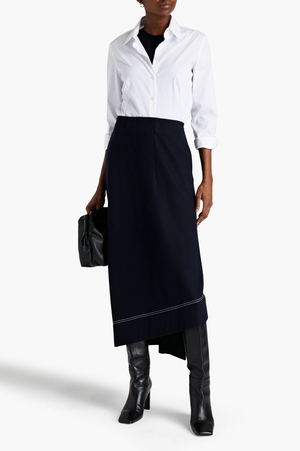 JIL SANDER Asymmetric wool skirt