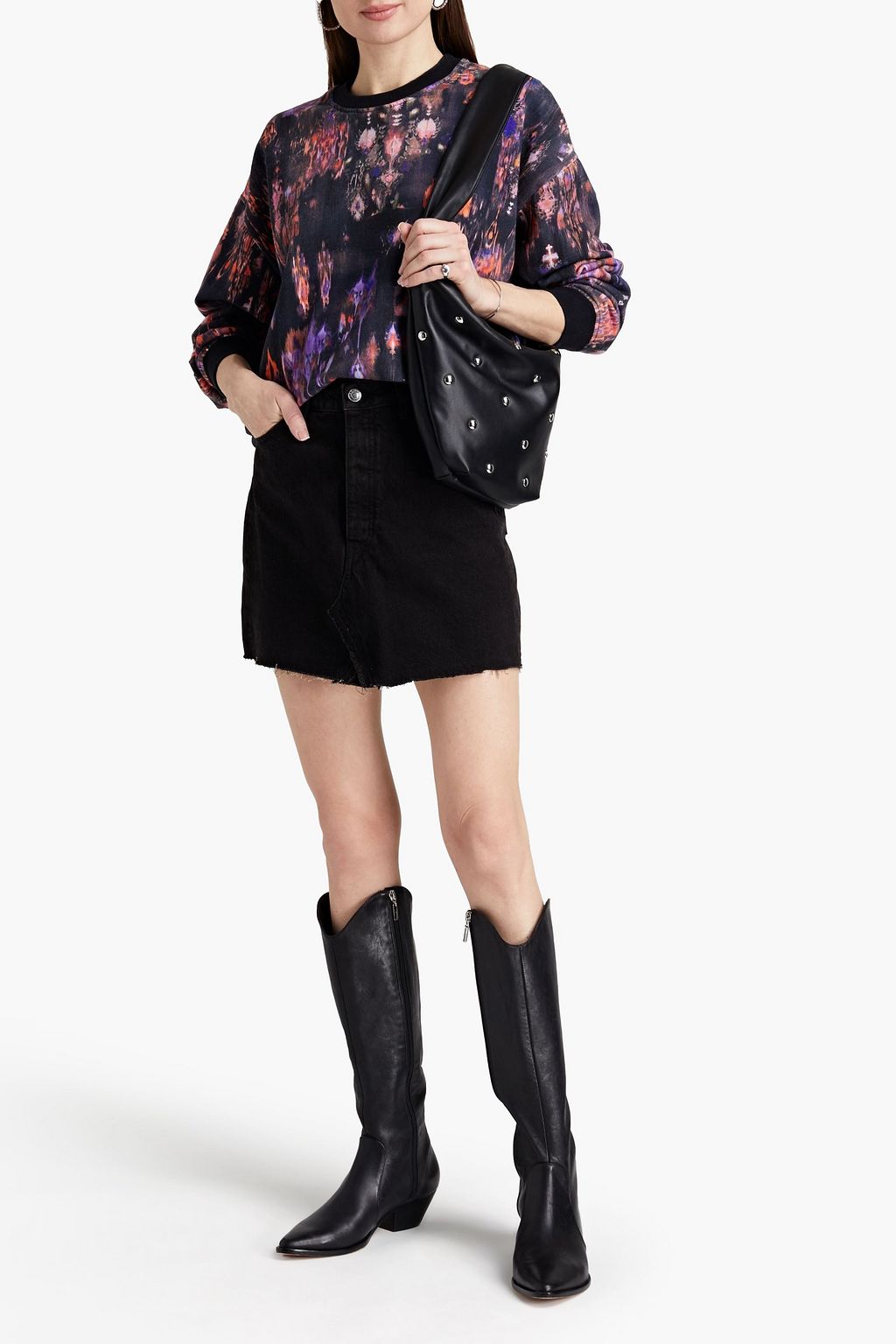 IRO Laya oversized printed French cotton-terry sweatshirt