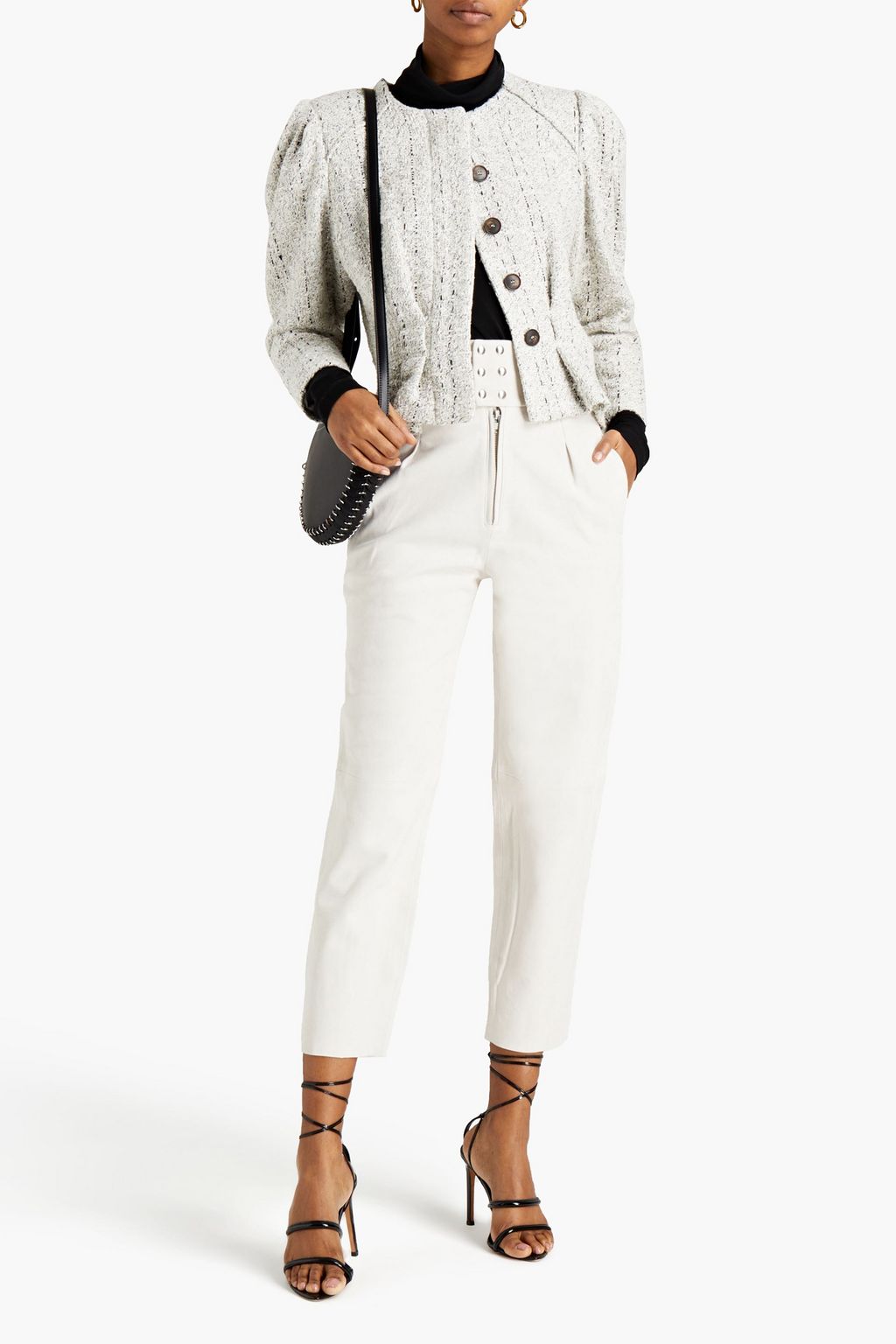 IRO Scapoli cropped pleated suede tapered pants