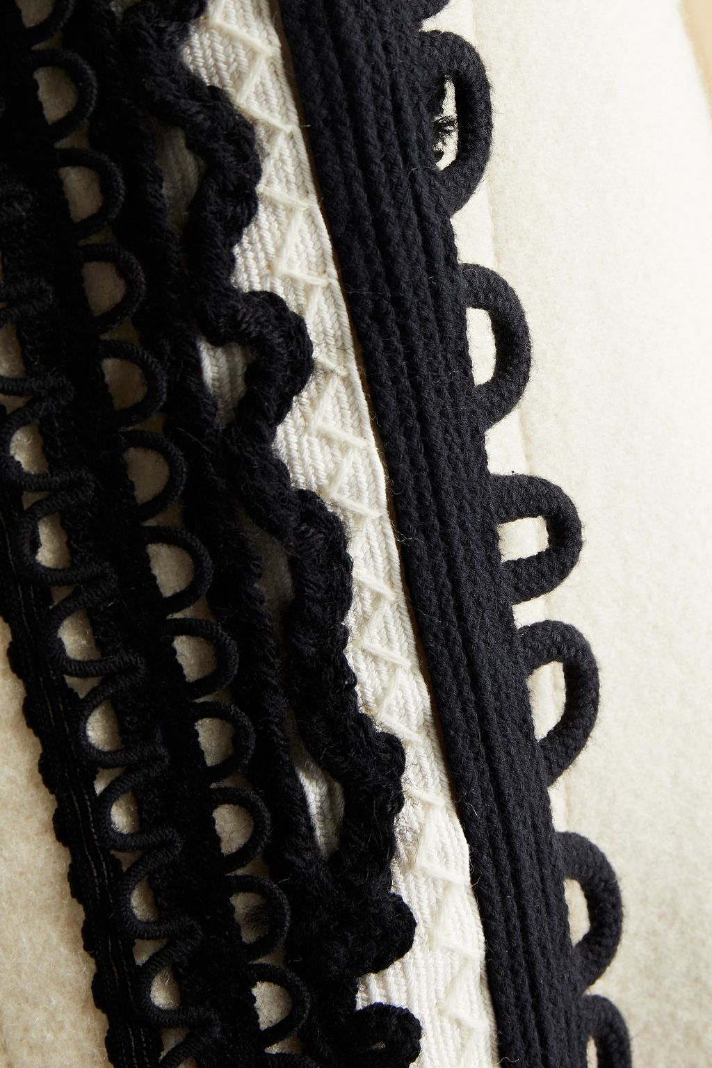 JIL SANDER Crochet-trimmed tasseled embroidered wool-felt coat