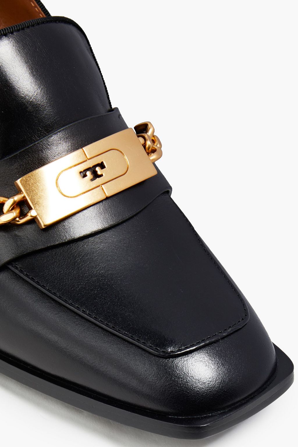 TORY BURCH Chain-embellished leather pumps
