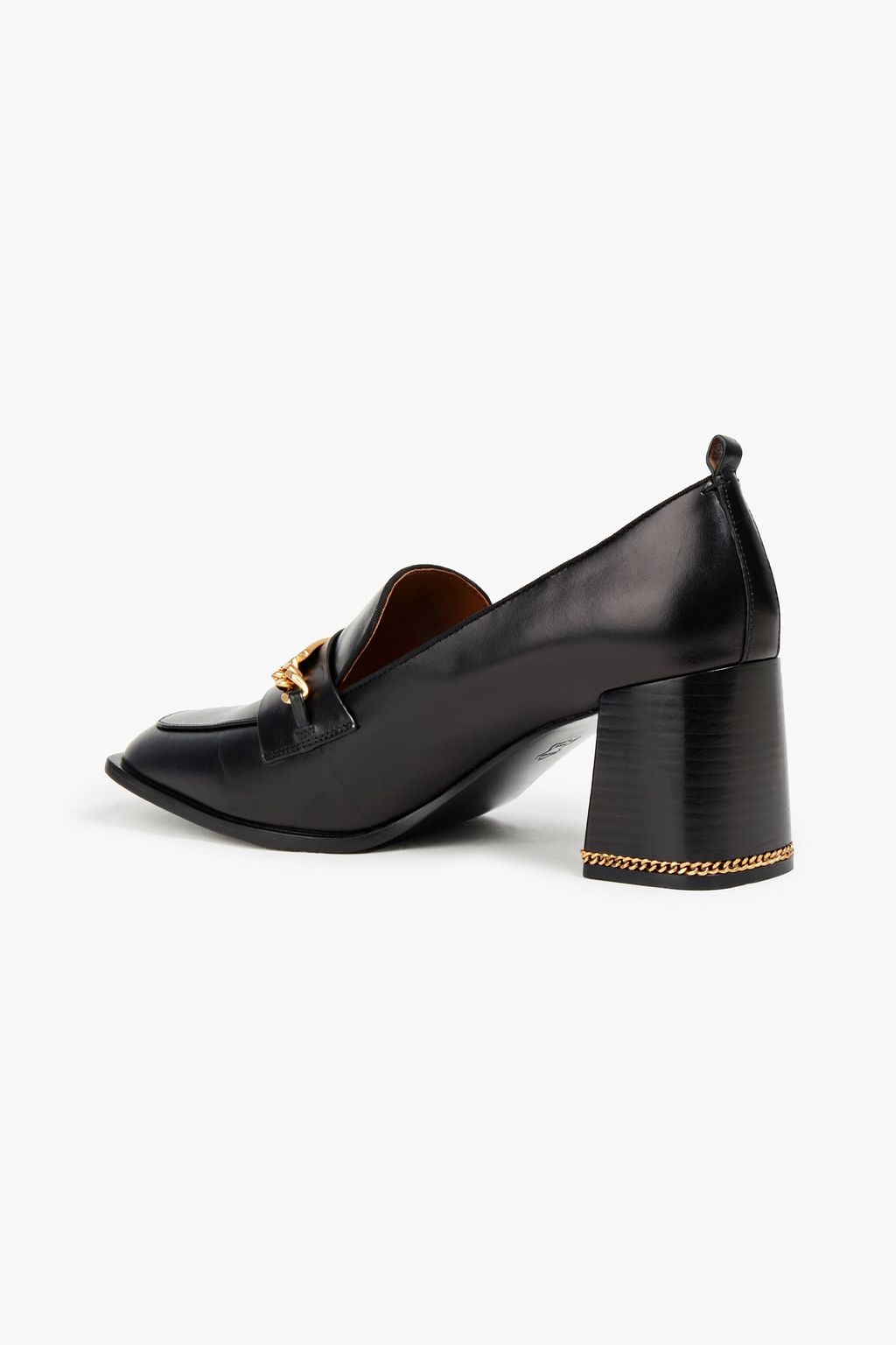 TORY BURCH Chain-embellished leather pumps