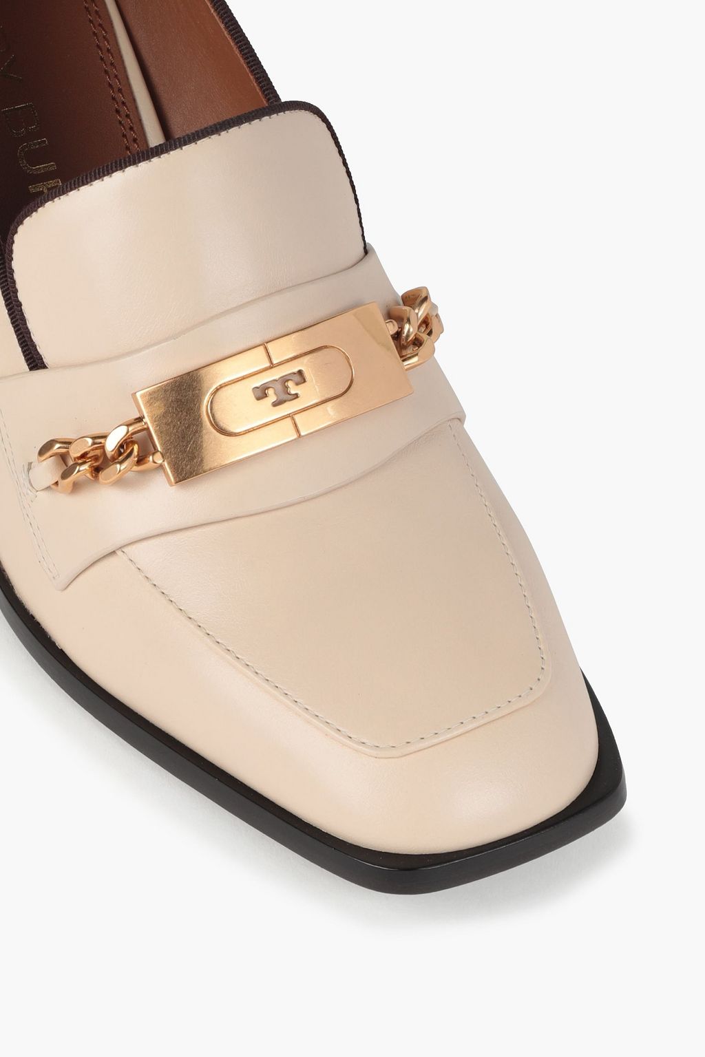TORY BURCH Chain-embellished leather pumps