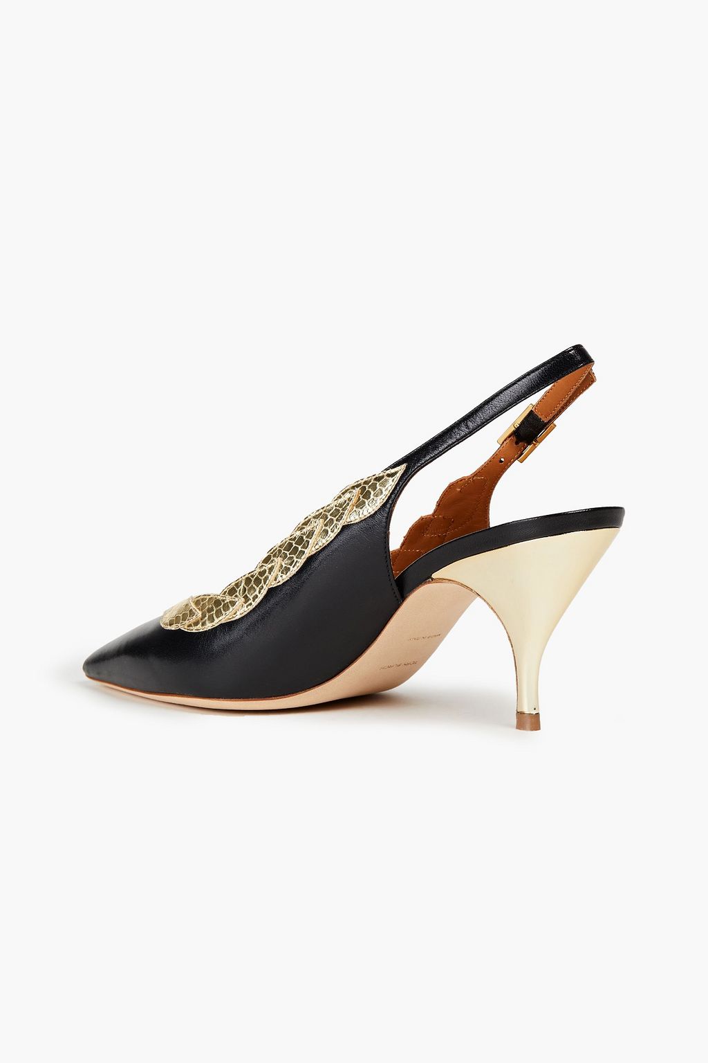 TORY BURCH Snake-effect and smooth leather slingback pumps