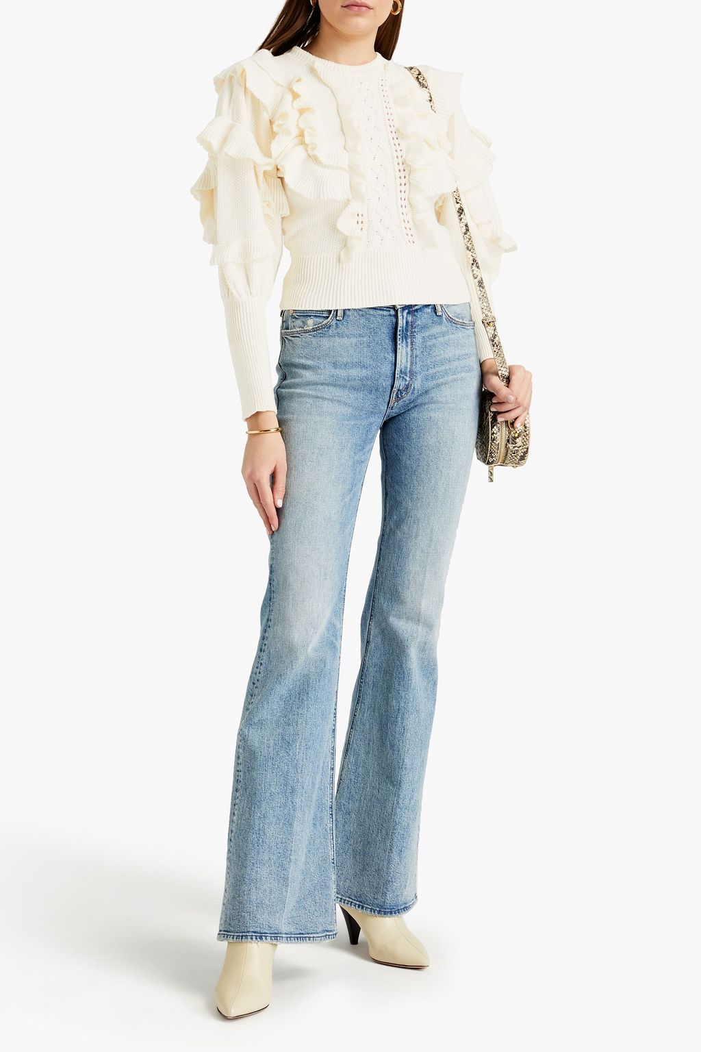 ZIMMERMANN Ruffled cotton and cashmere-blend sweater