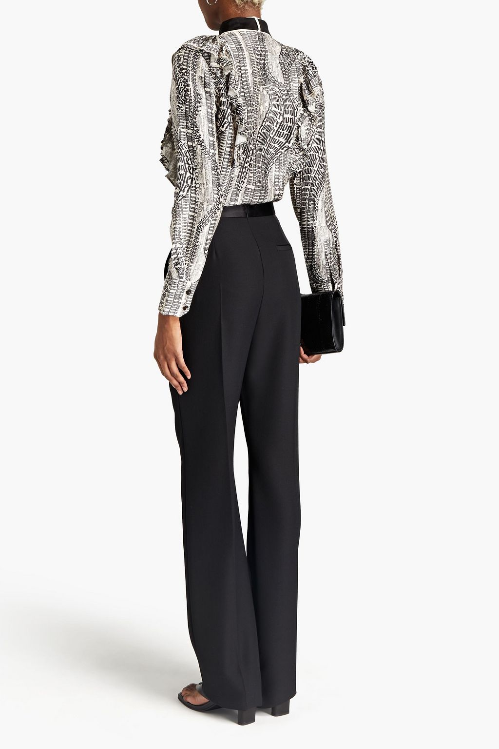 ZIMMERMANN Botanica pussy-bow ruffled printed silk shirt