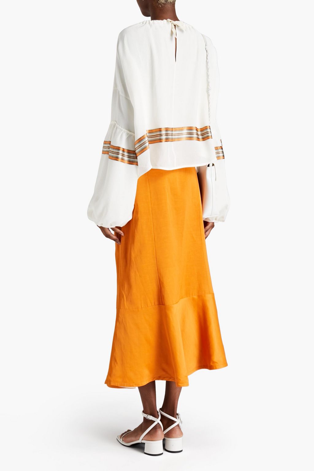 JIL SANDER Fluted shantung midi skirt