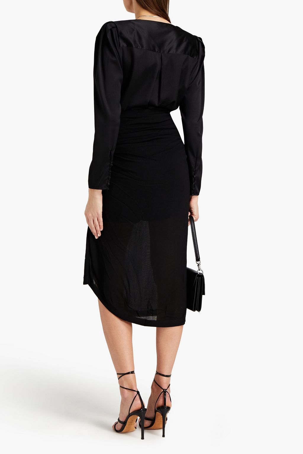 IRO Akeno ruched gauze midi skirt