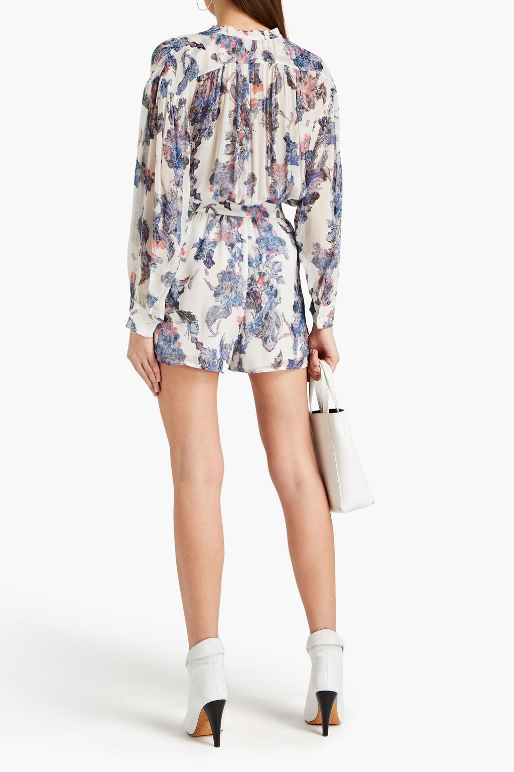 IRO Primrose lace-up printed georgette playsuit
