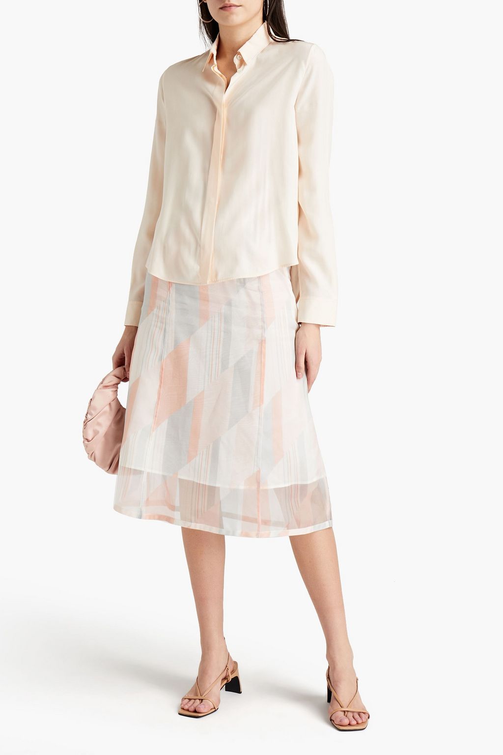 JIL SANDER Printed silk-organza midi skirt
