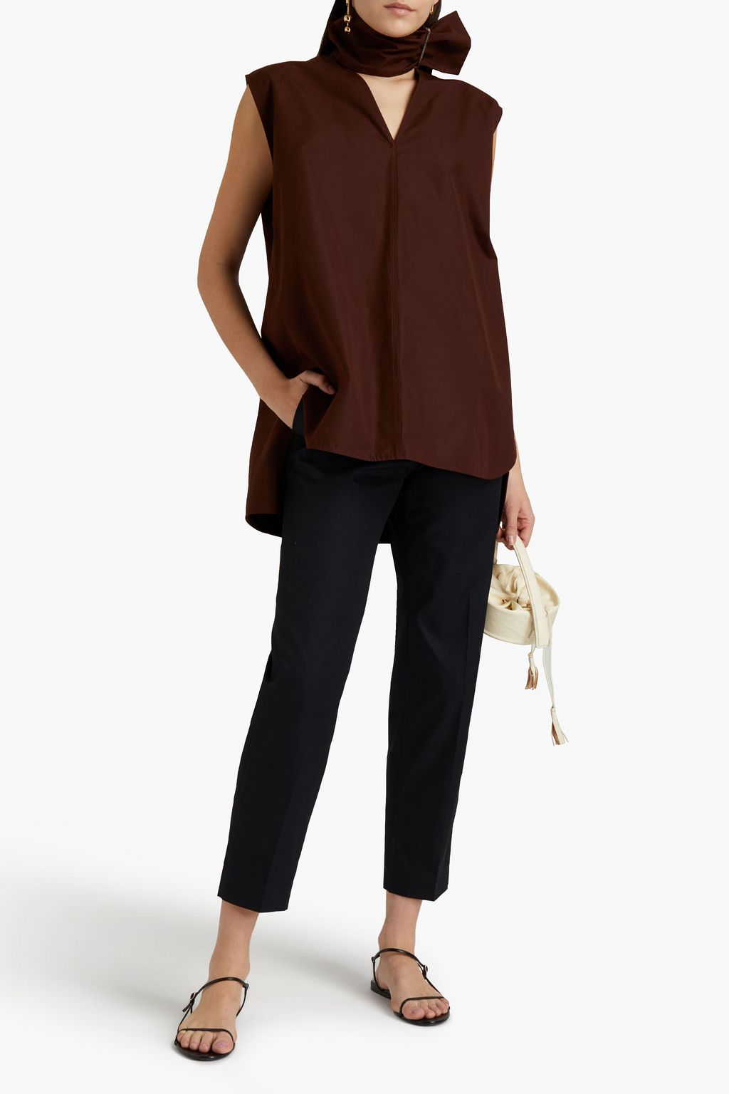 JIL SANDER Buckled cotton-poplin top