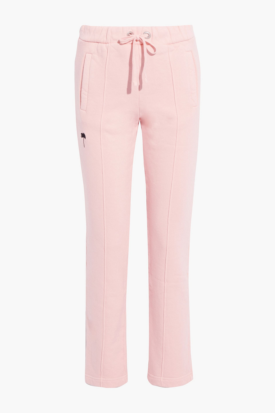 Embroidered French cotton-terry track pants
