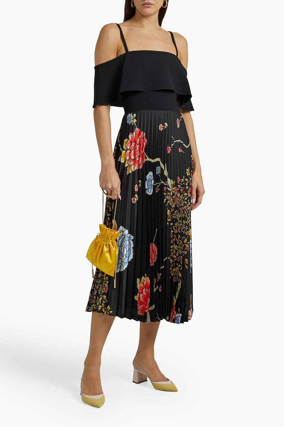 strapless open back dress Posy Midi Dress In Bronze – Victoria Beckham UK main image 1
