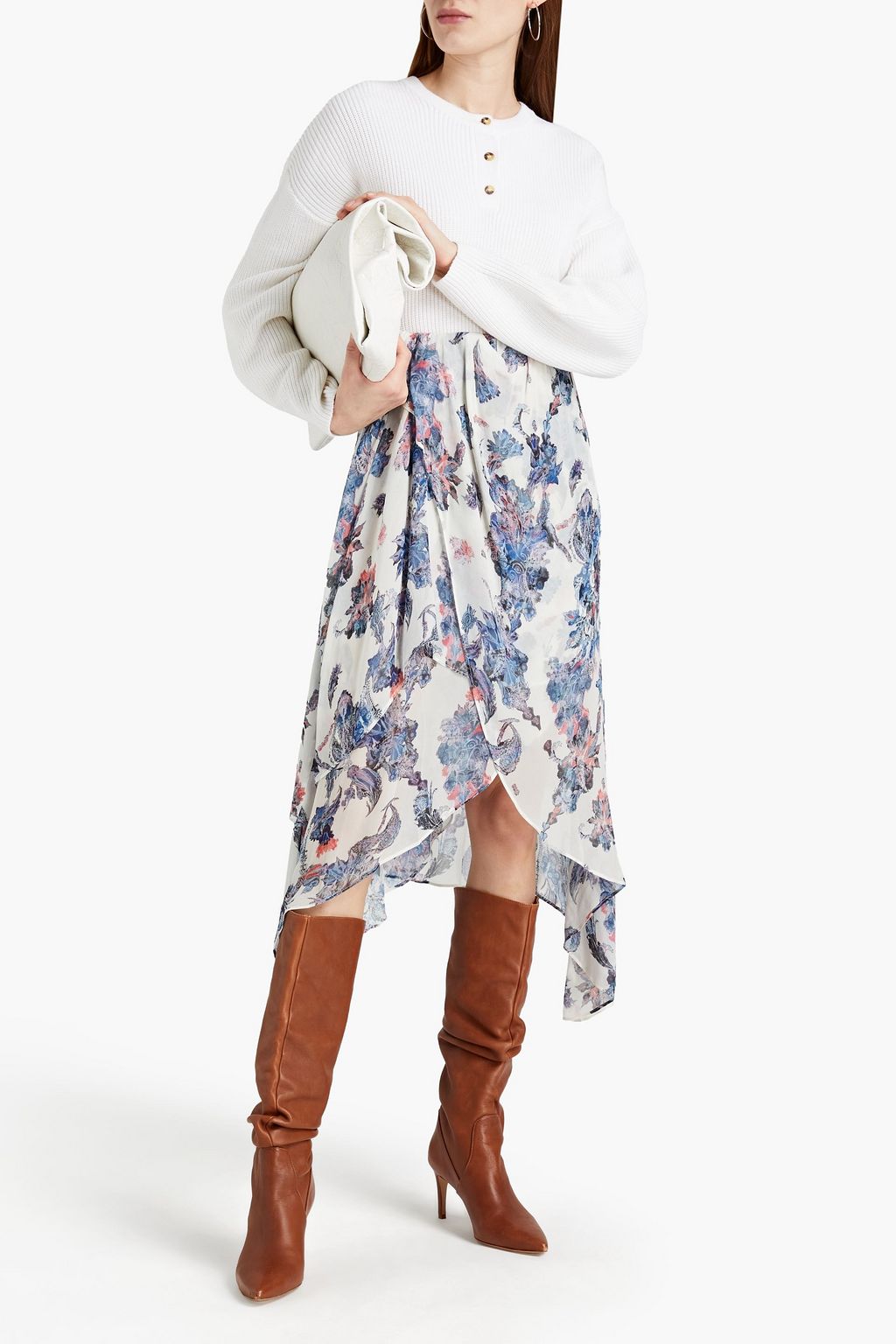 IRO Shaila wrap-effect floral-print georgette maxi skirt