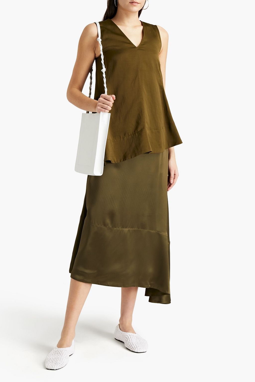 JIL SANDER Asymmetric satin top