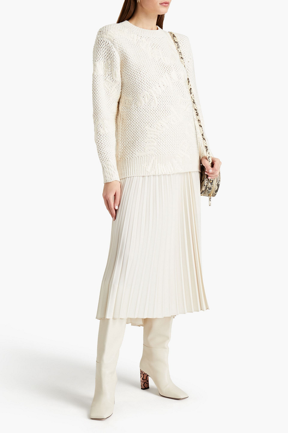 Zimmermann Embroidered Cotton, Wool And Cashmere-blend Jumper In Neutrals