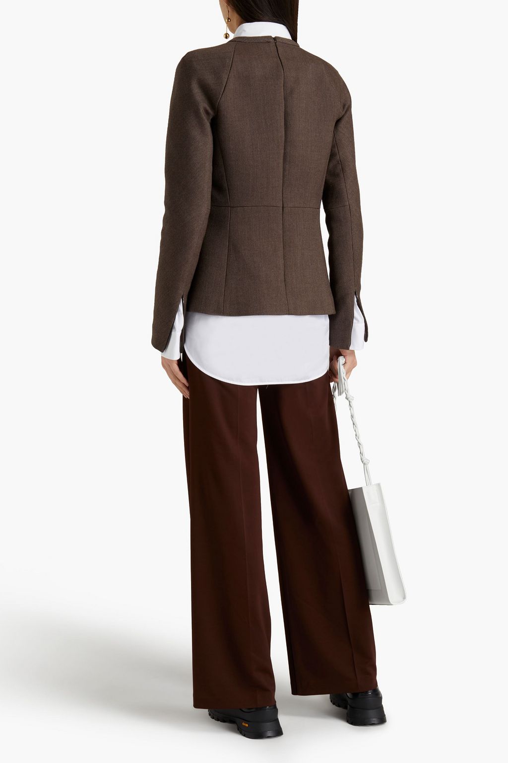 JIL SANDER Wool and silk-blend twill top
