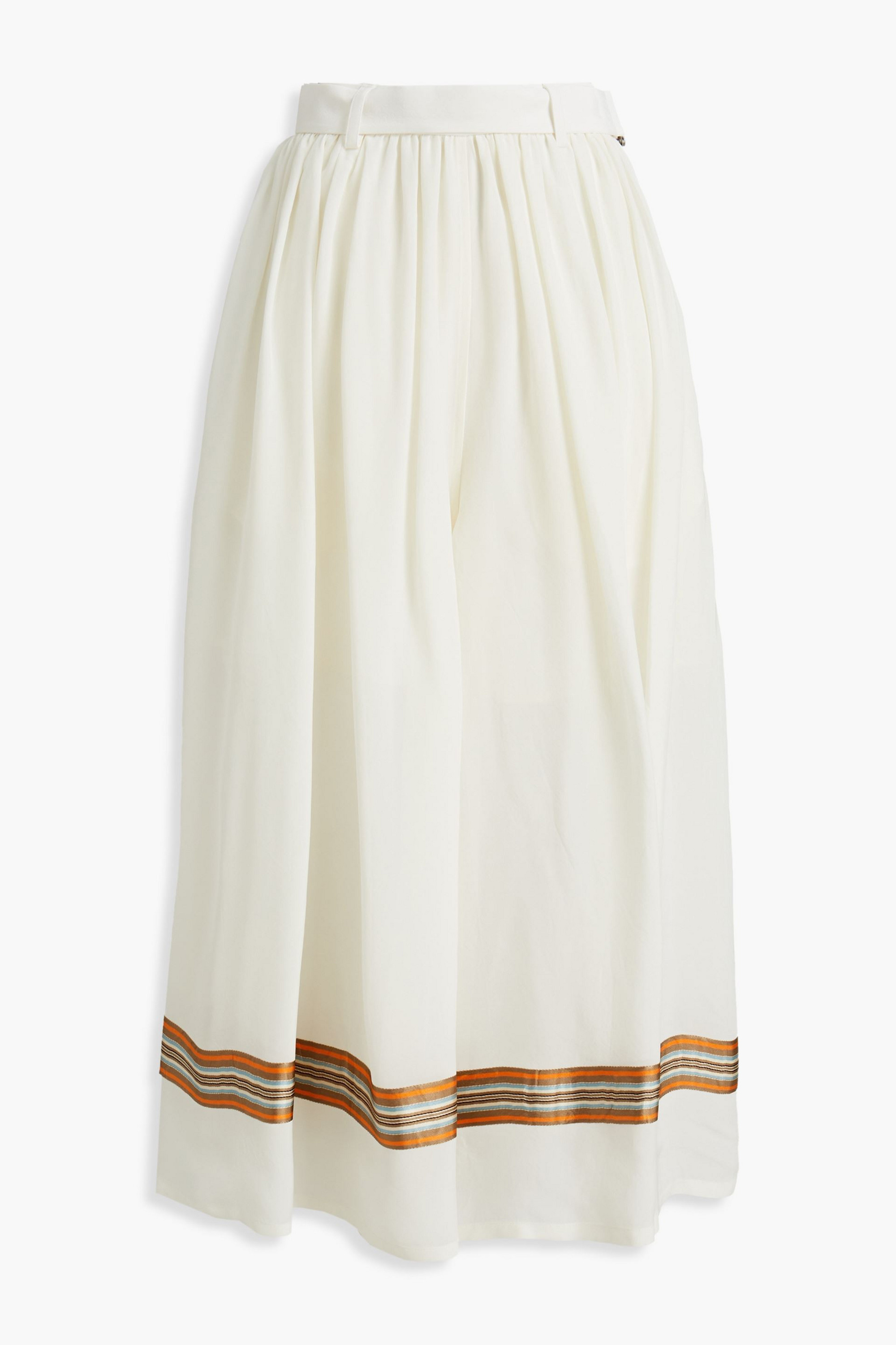 Jil Sander Belted gathered striped woven culottes