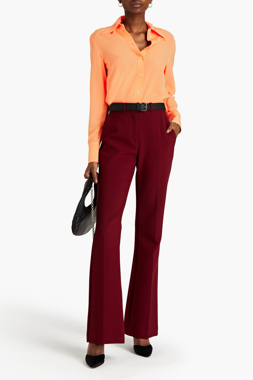 Victoria Beckham Silk Crepe De Chine Shirt In Orange