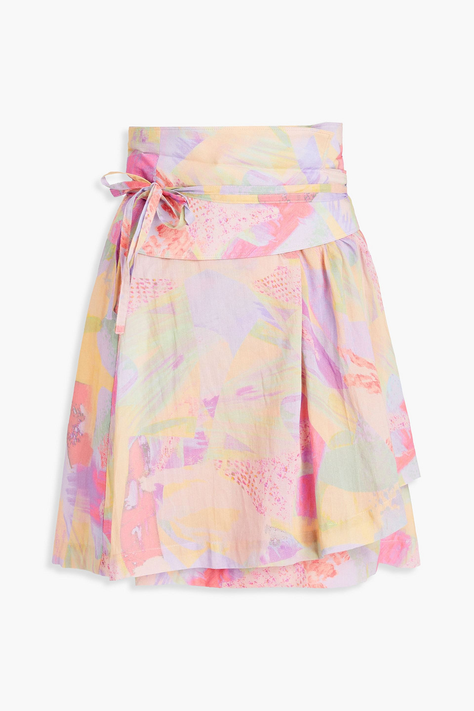 IRO - Khan pleated printed cotton mini wrap skirt - Pink