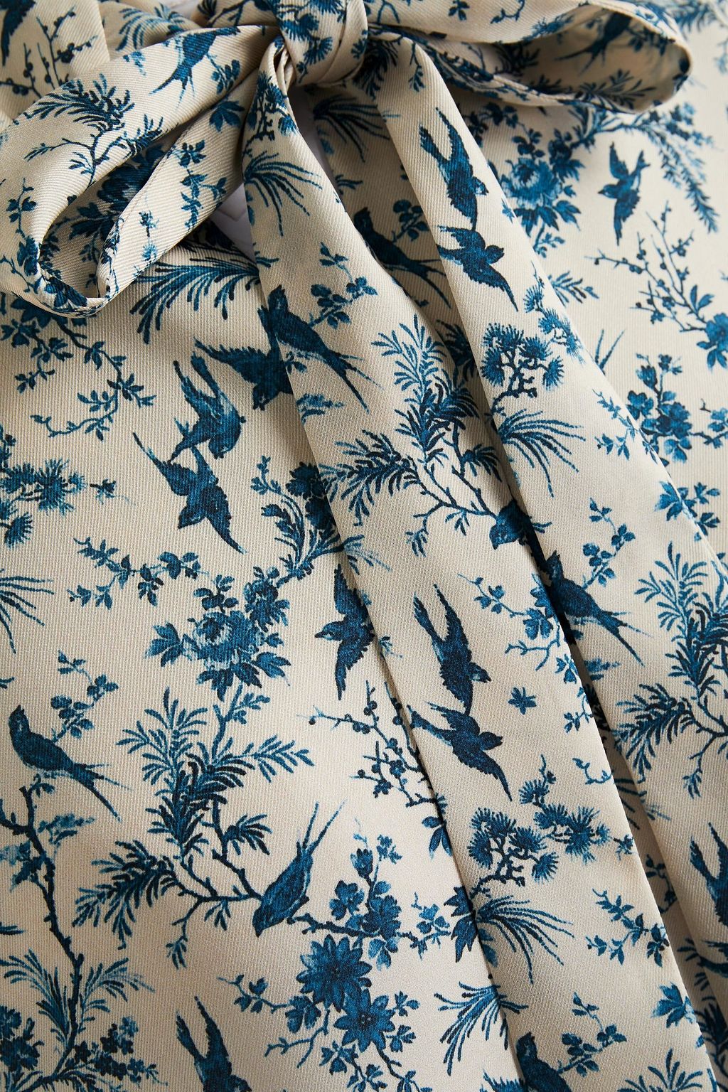 VICTORIA, VICTORIA BECKHAM Pussy-bow printed satin-twill blouse