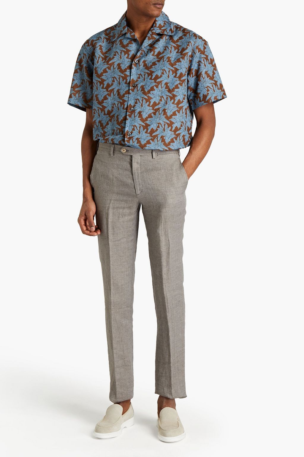 BRIONI Slim-fit linen-twill pants