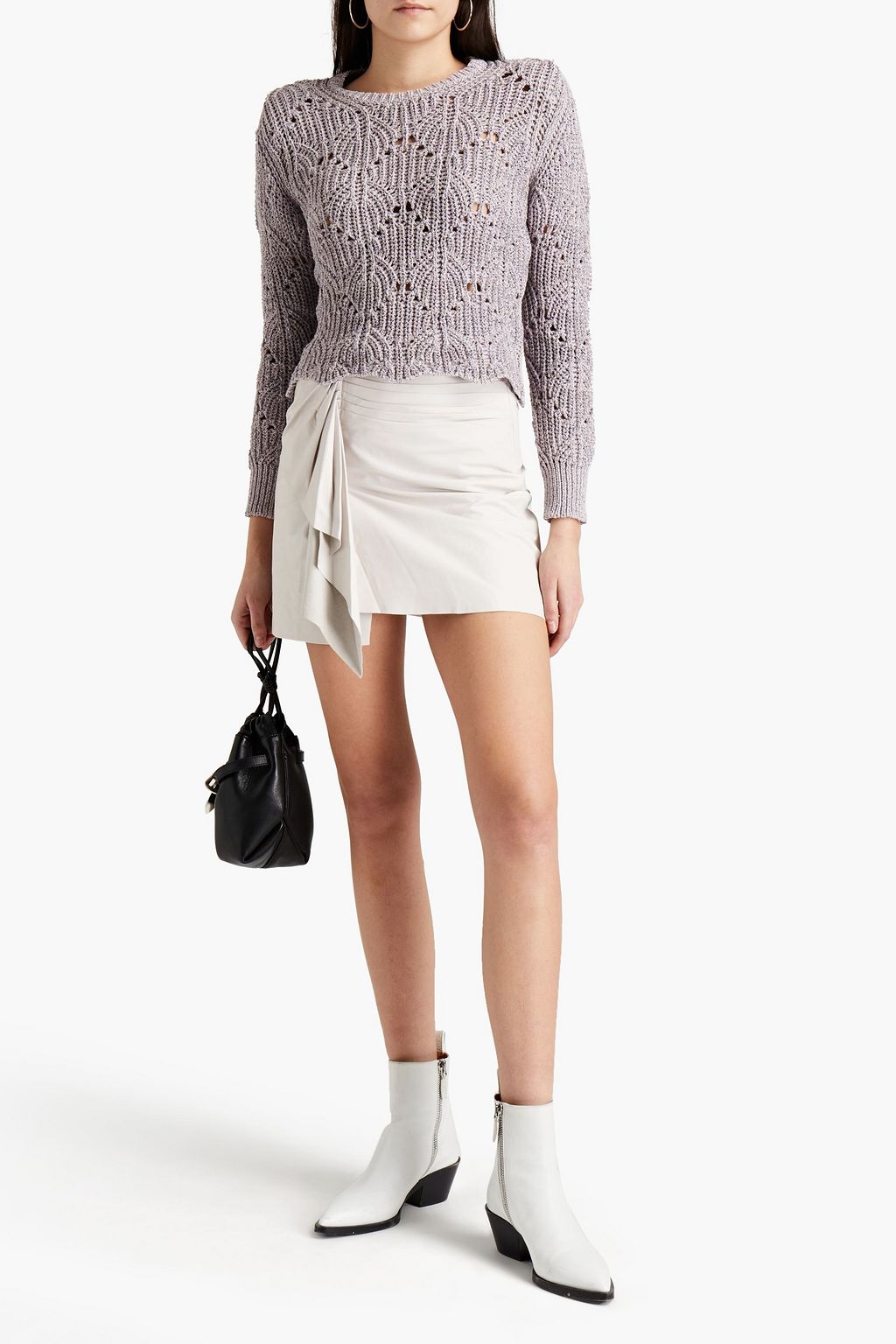 IRO Zyrma draped pintucked leather mini skirt