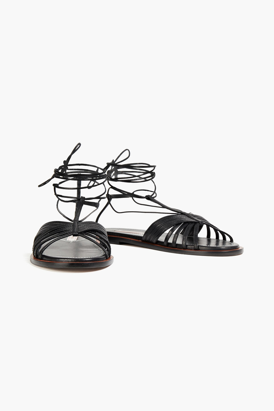 Zimmermann Lace-up Leather Sandals In Black