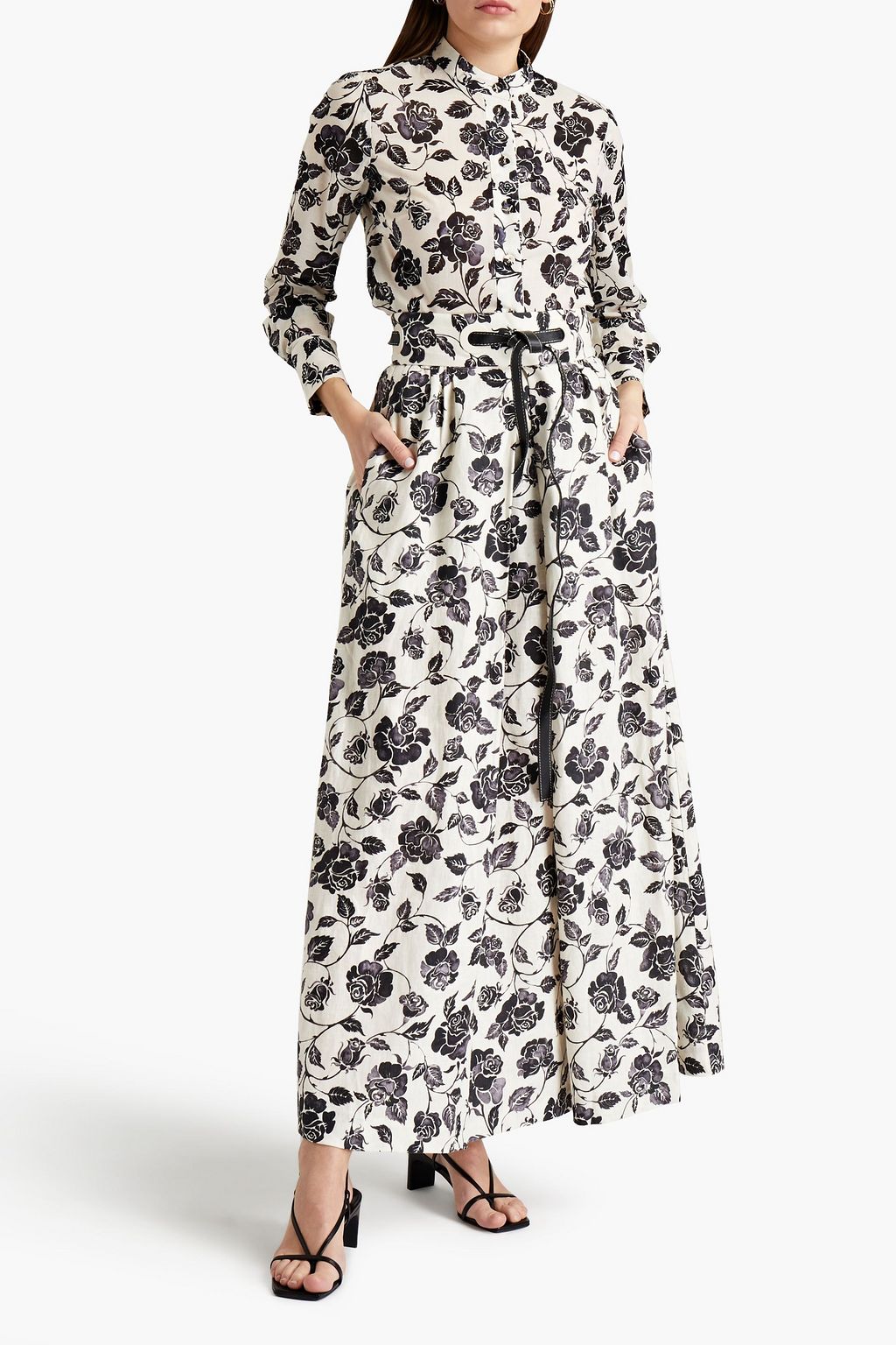 ZIMMERMANN Pleated belted linen maxi skirt