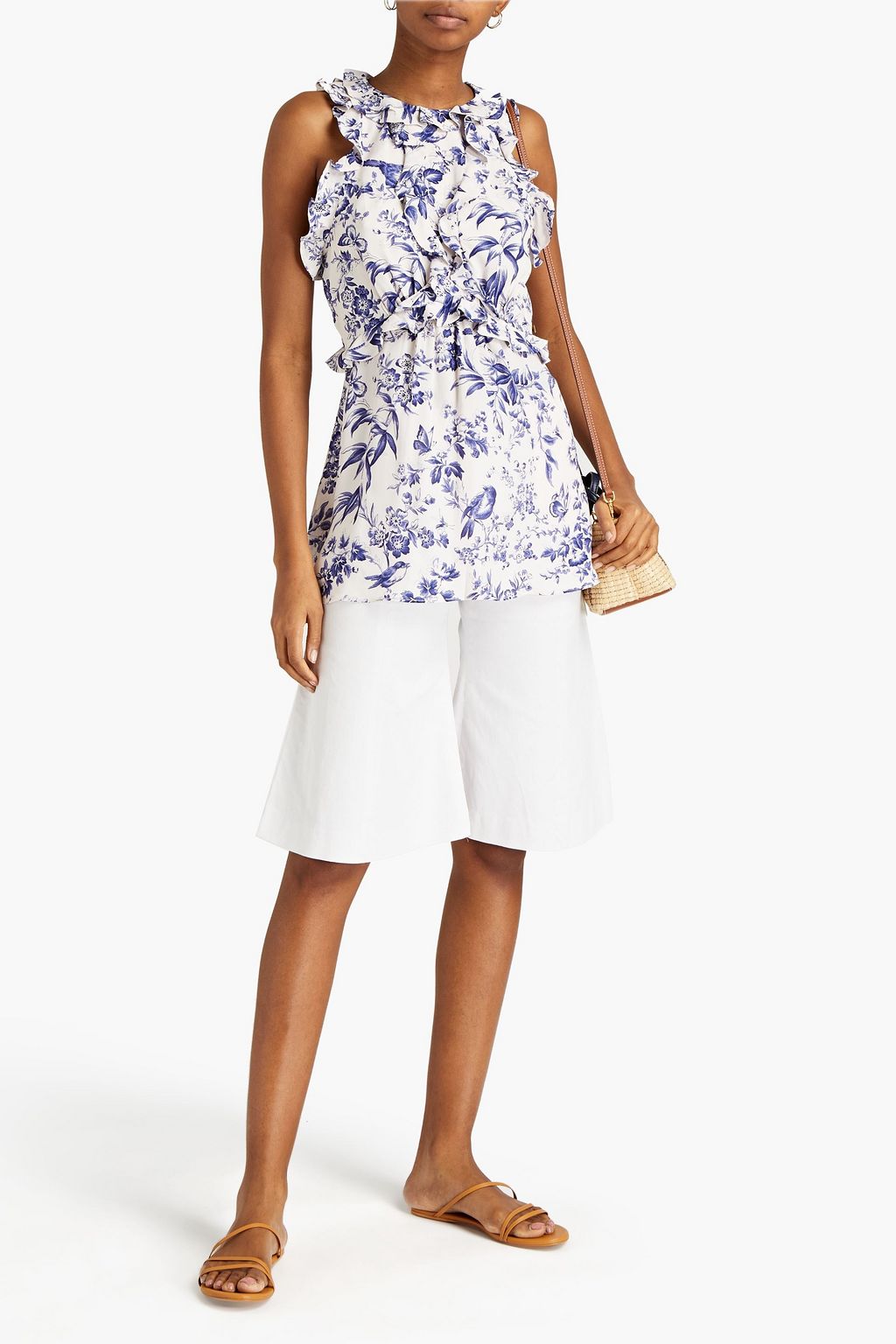 ZIMMERMANN Ruffled floral-print crepe de chine top