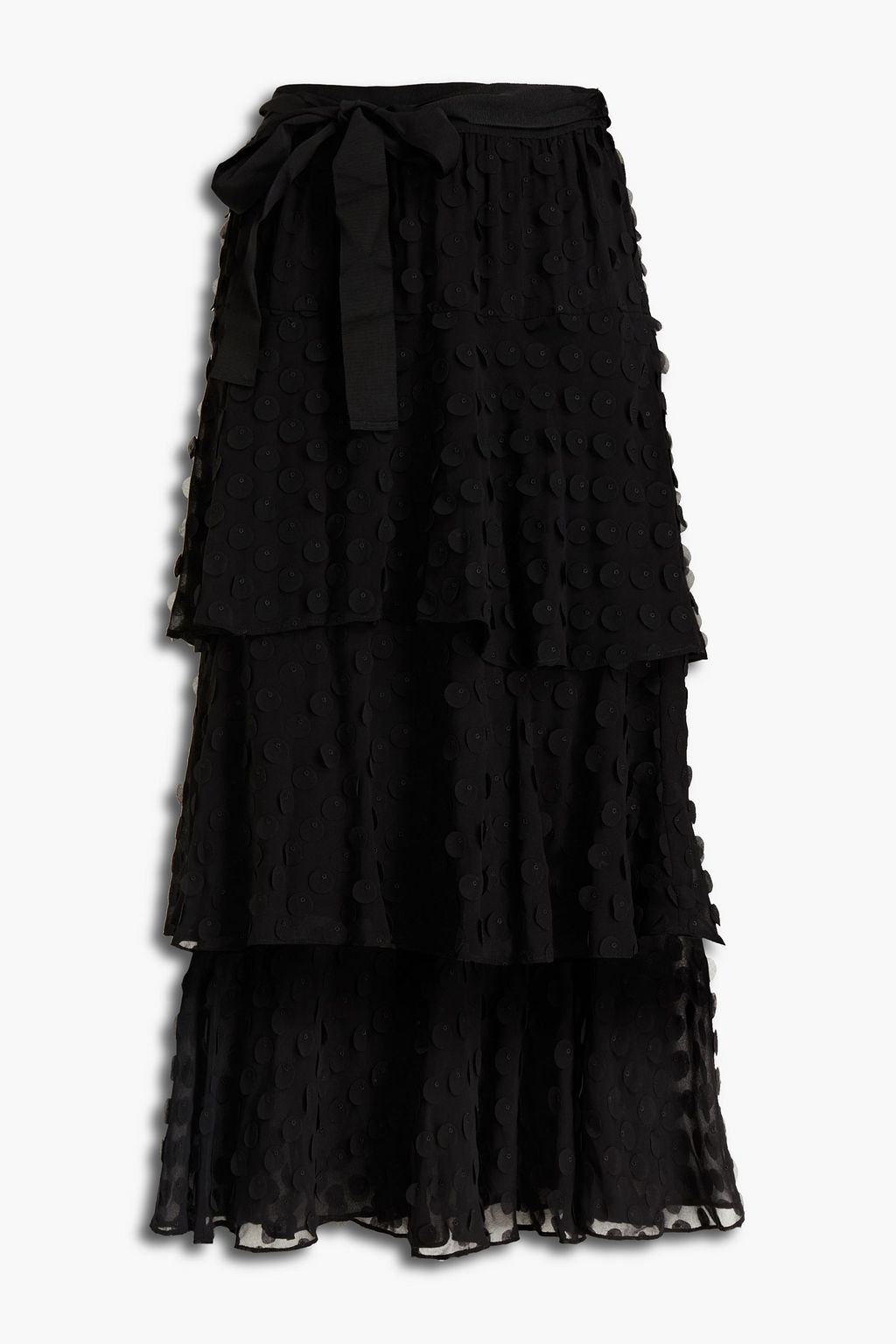 ZIMMERMANN Tiered embroidered georgette midi skirt | THE OUTNET