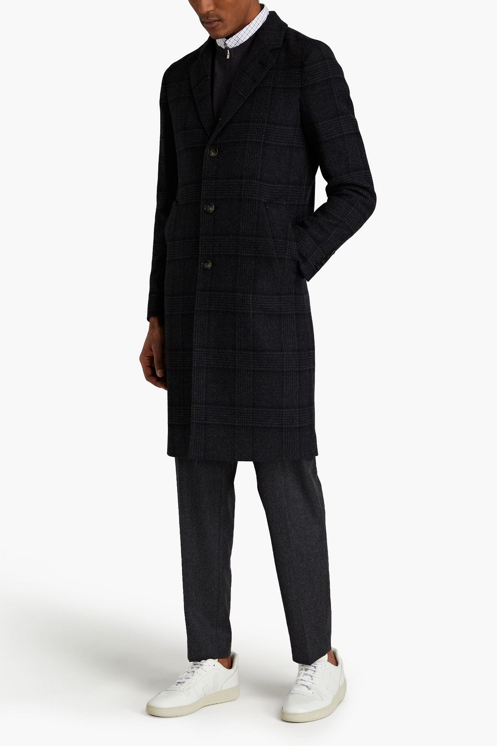 OFFICINE GÉNÉRALE Checked boiled wool coat