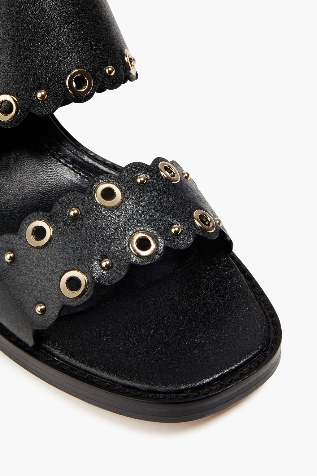 MAJE Embellished studded leather slingback sandals