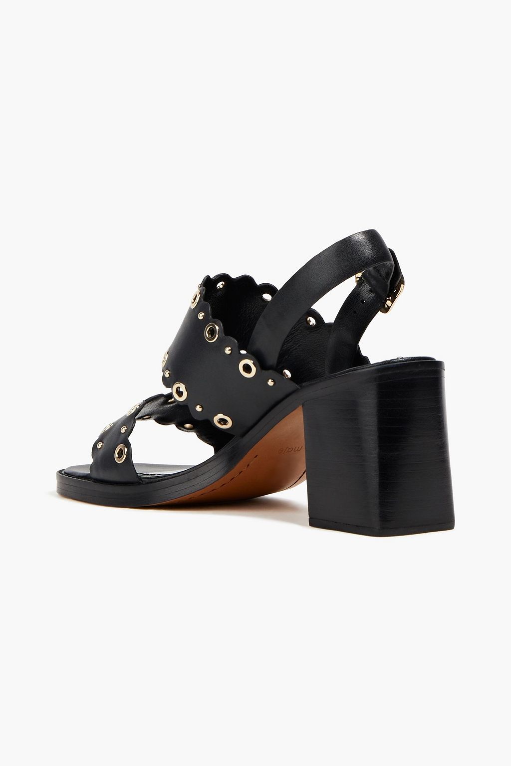 MAJE Embellished studded leather slingback sandals