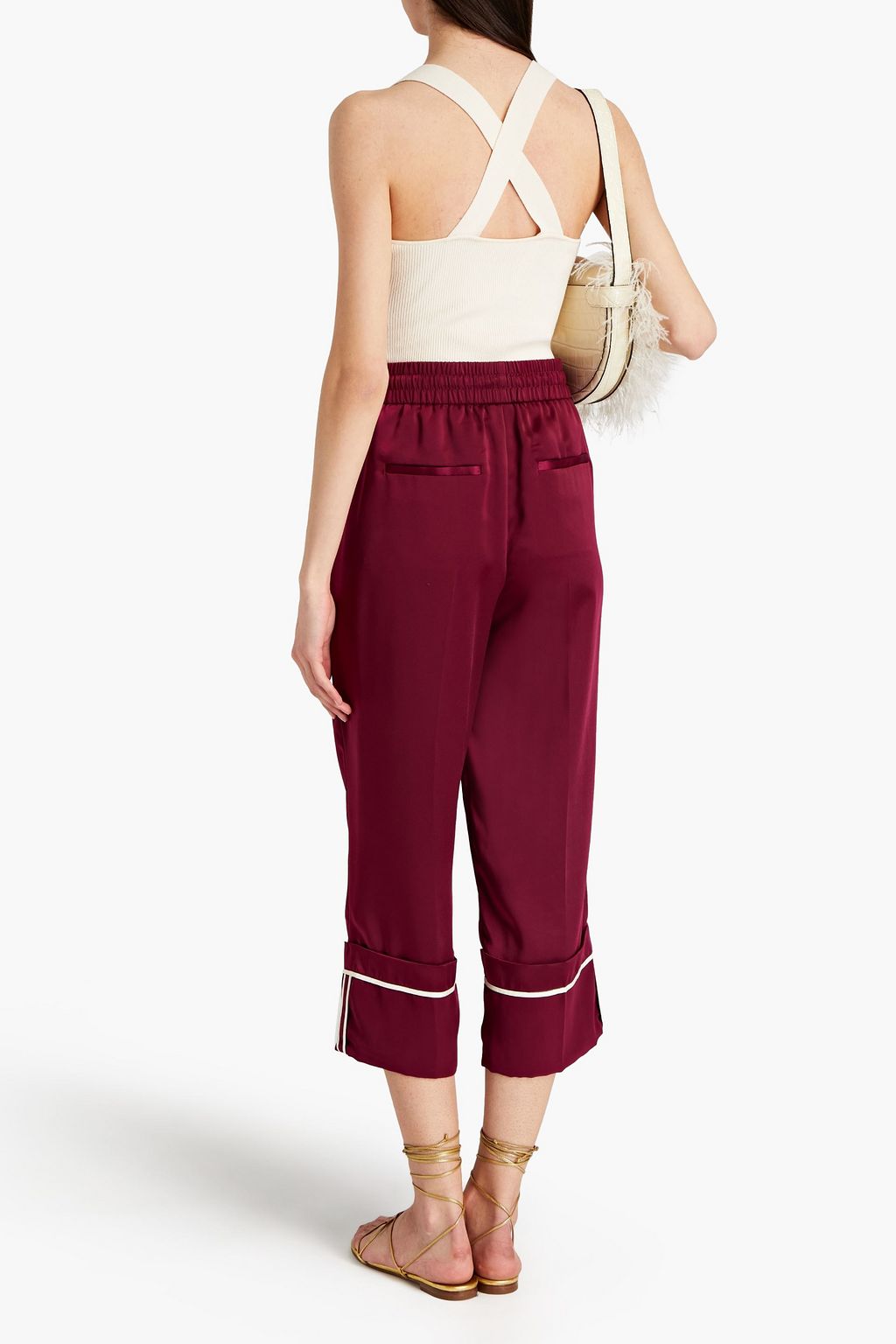 REDVALENTINO Cropped satin wide-leg pants