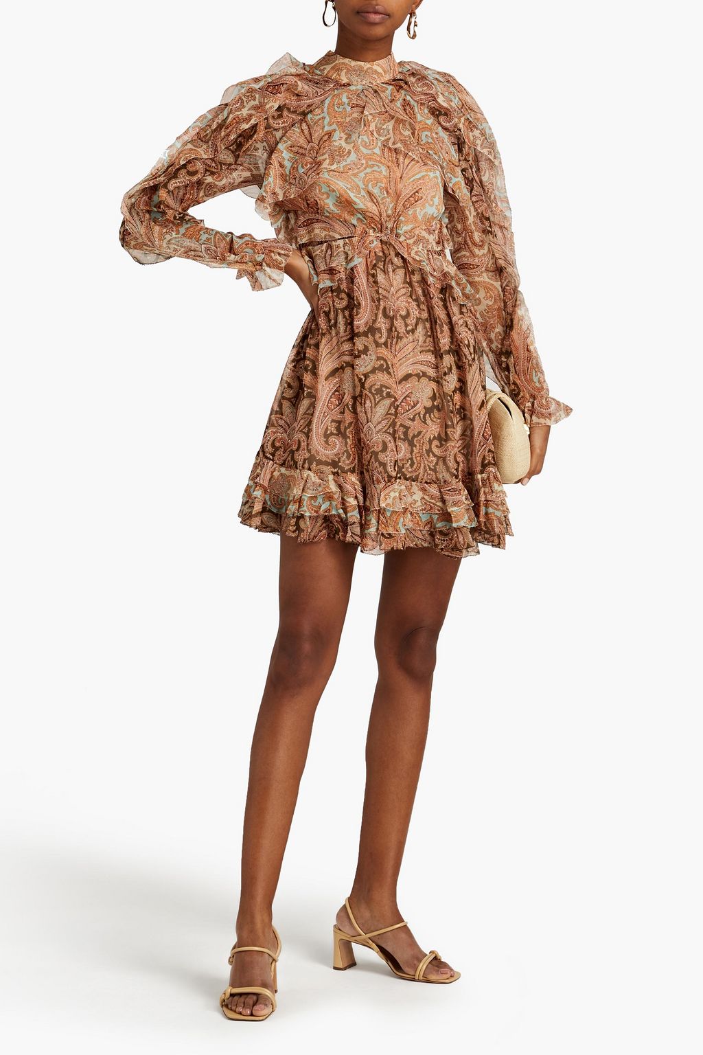 ZIMMERMANN Candescent Waterfall open-back printed silk-georgette mini dress