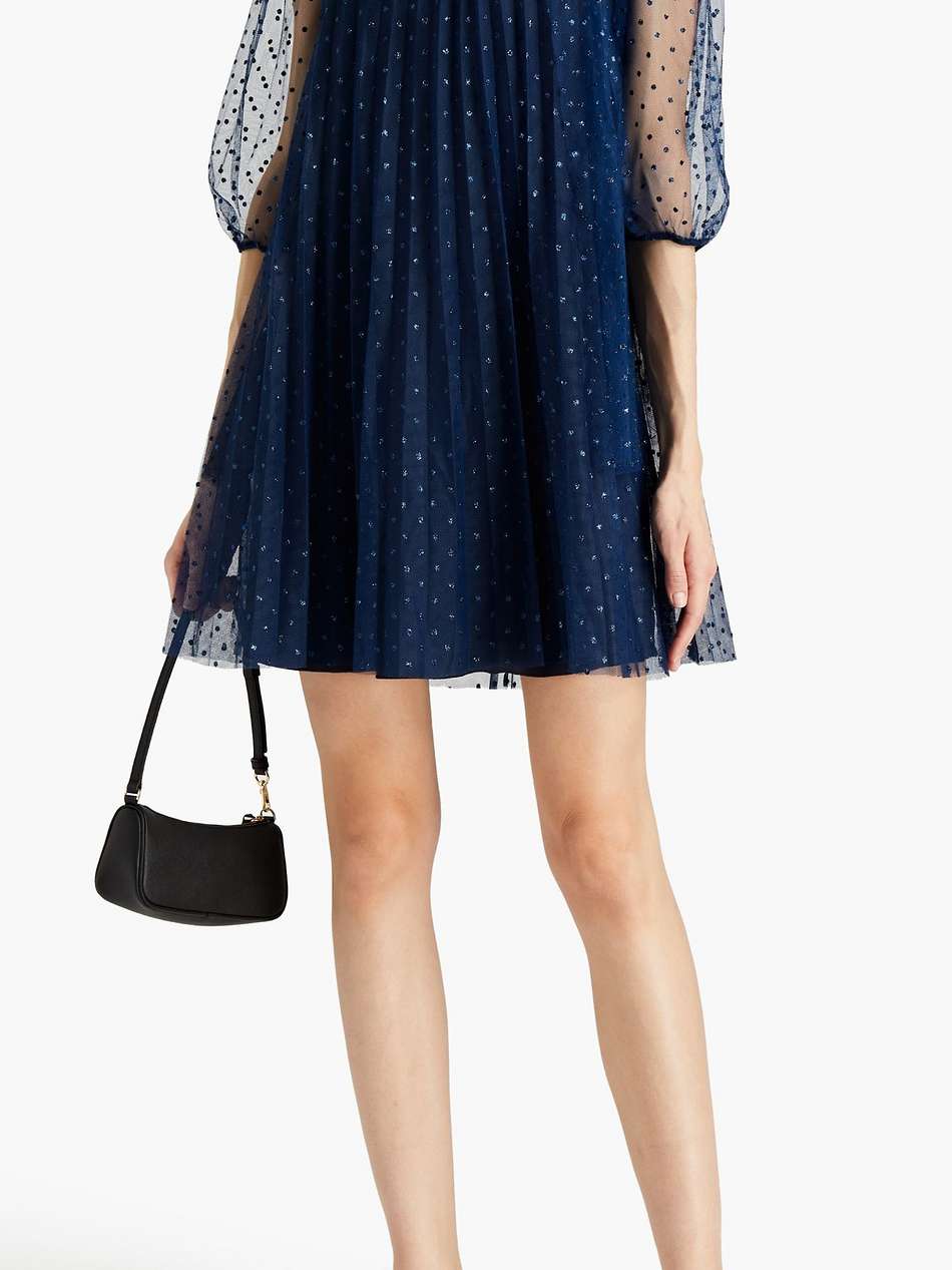 pussy-bow glittered tulle mini dress