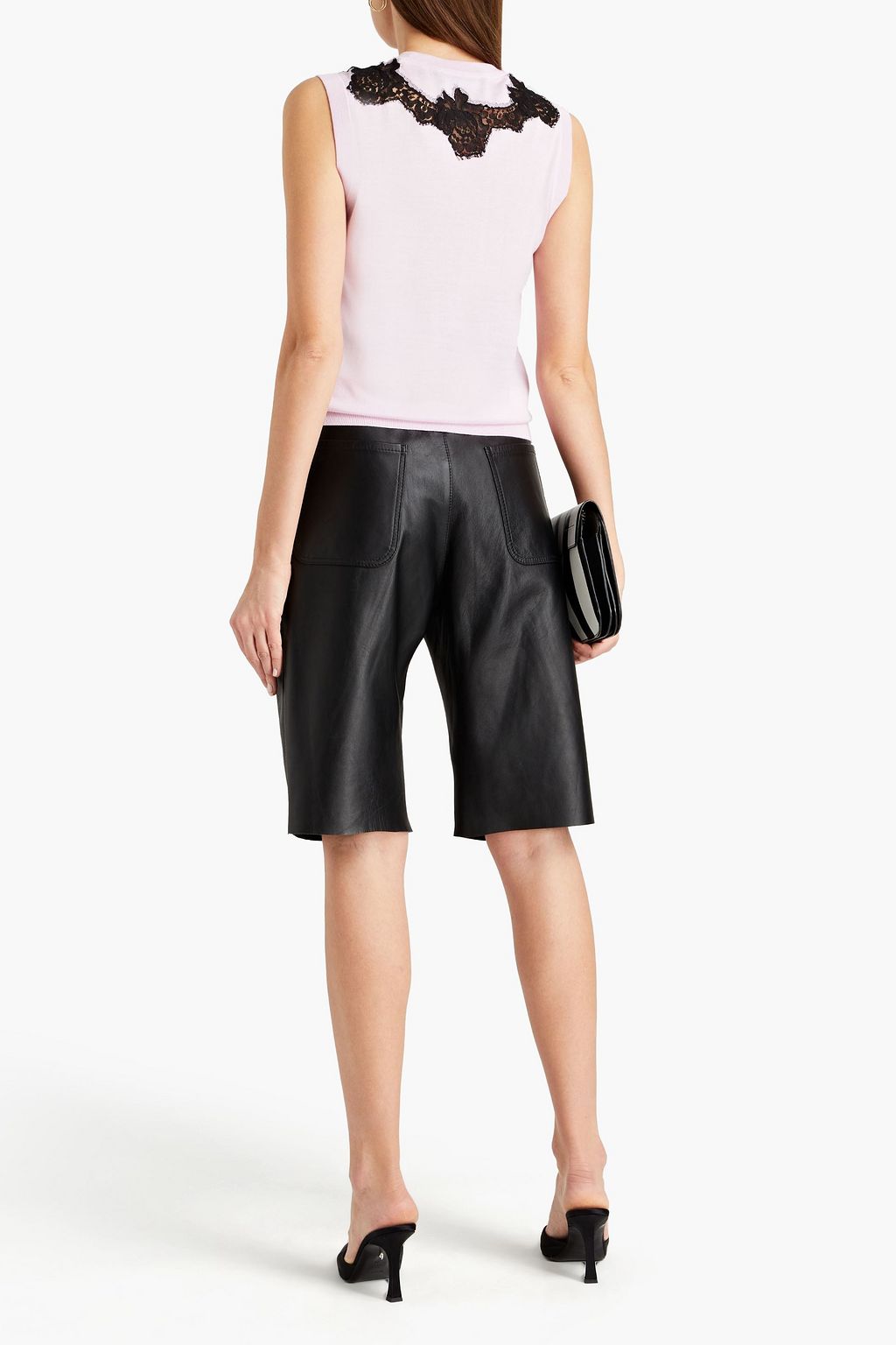 DOLCE&GABBANA Lace-trimmed cashmere-blend top