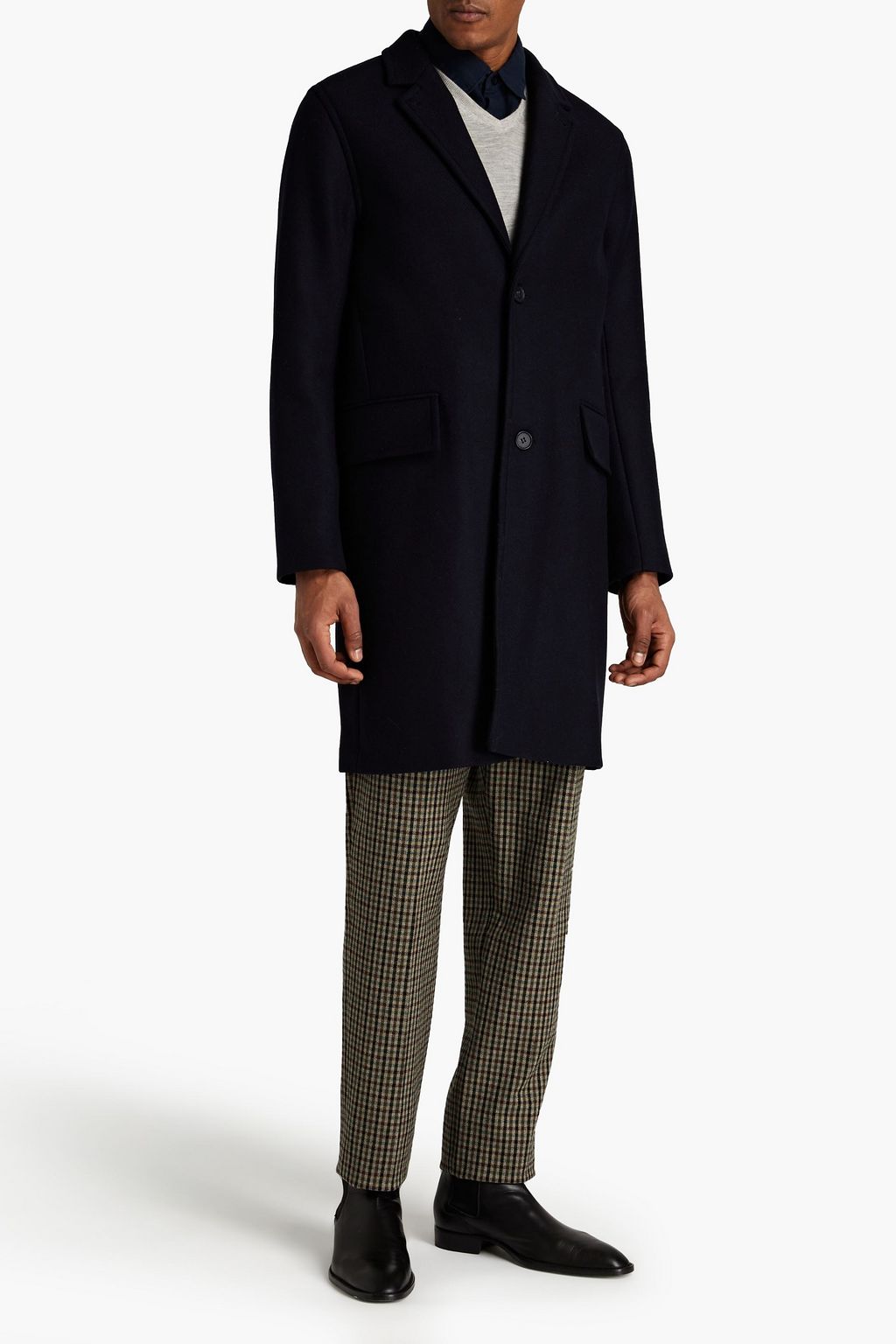 OFFICINE GÉNÉRALE Matt wool and cashmere-blend felt coat