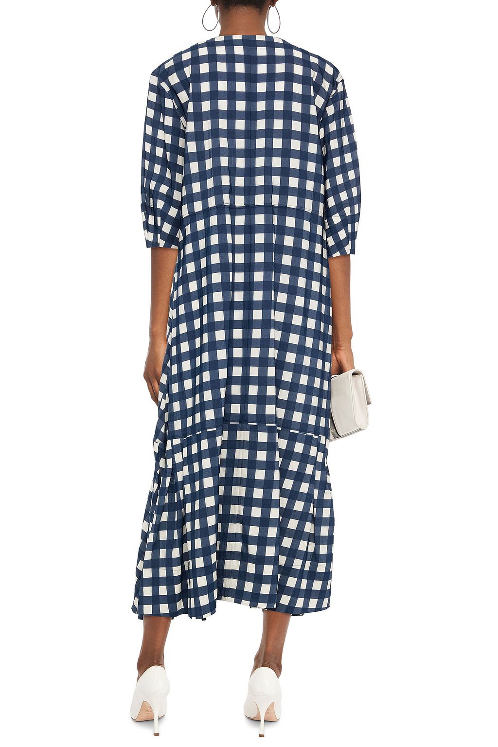 VICTORIA, VICTORIA BECKHAM Gingham crinkled-crepe midi dress